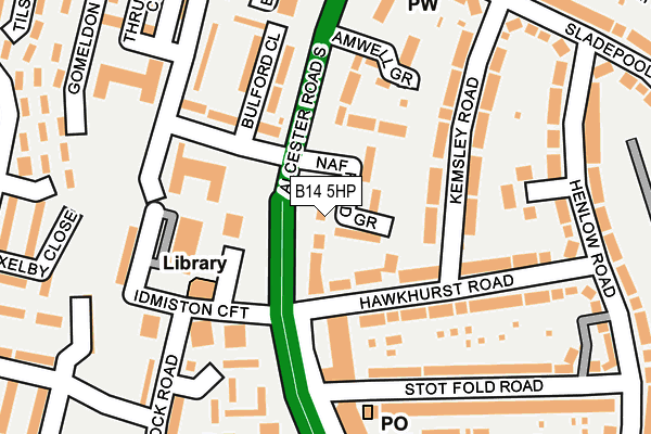 B14 5HP map - OS OpenMap – Local (Ordnance Survey)