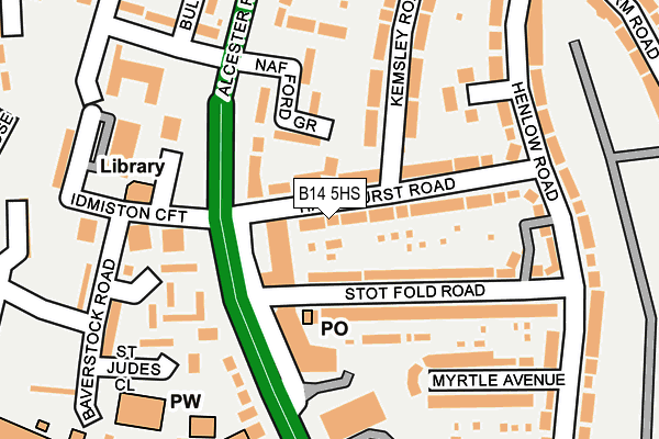 B14 5HS map - OS OpenMap – Local (Ordnance Survey)