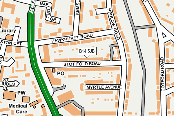 B14 5JB map - OS OpenMap – Local (Ordnance Survey)