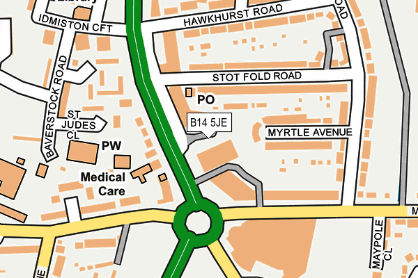 B14 5JE map - OS OpenMap – Local (Ordnance Survey)