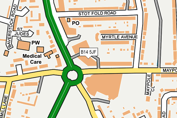 B14 5JF map - OS OpenMap – Local (Ordnance Survey)