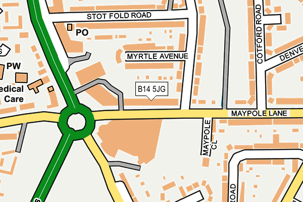 B14 5JG map - OS OpenMap – Local (Ordnance Survey)