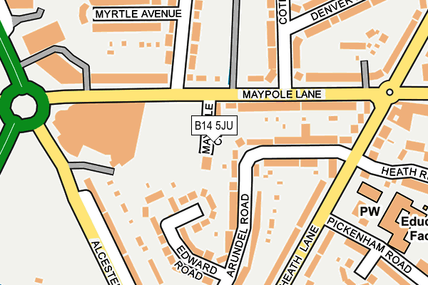 B14 5JU map - OS OpenMap – Local (Ordnance Survey)