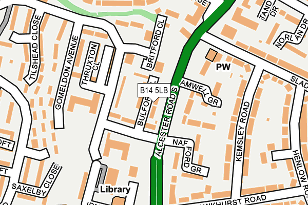 B14 5LB map - OS OpenMap – Local (Ordnance Survey)