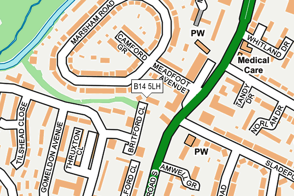 B14 5LH map - OS OpenMap – Local (Ordnance Survey)