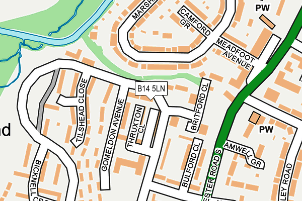 B14 5LN map - OS OpenMap – Local (Ordnance Survey)