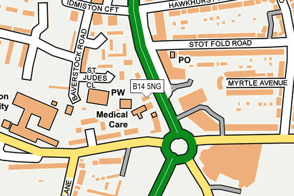 B14 5NG map - OS OpenMap – Local (Ordnance Survey)