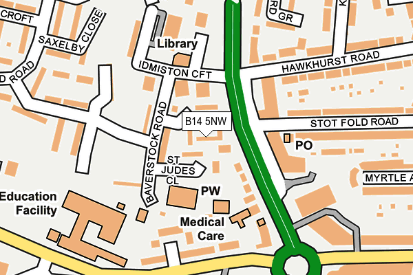 B14 5NW map - OS OpenMap – Local (Ordnance Survey)