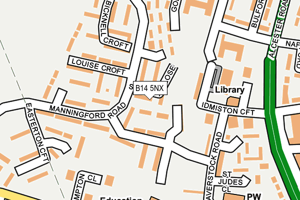 B14 5NX map - OS OpenMap – Local (Ordnance Survey)