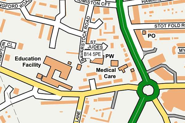 B14 5PE map - OS OpenMap – Local (Ordnance Survey)
