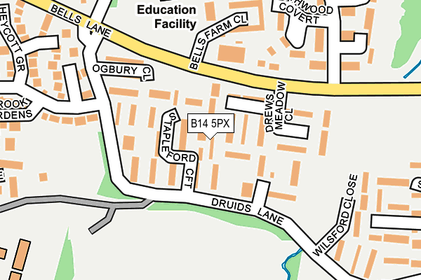 B14 5PX map - OS OpenMap – Local (Ordnance Survey)