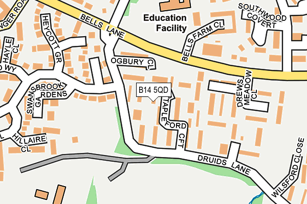 B14 5QD map - OS OpenMap – Local (Ordnance Survey)