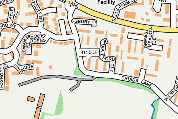 B14 5QE map - OS OpenMap – Local (Ordnance Survey)