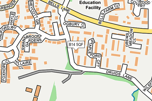 B14 5QF map - OS OpenMap – Local (Ordnance Survey)