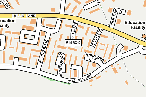 B14 5QX map - OS OpenMap – Local (Ordnance Survey)