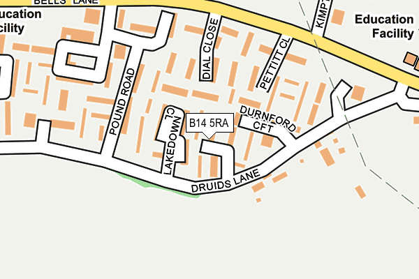 B14 5RA map - OS OpenMap – Local (Ordnance Survey)