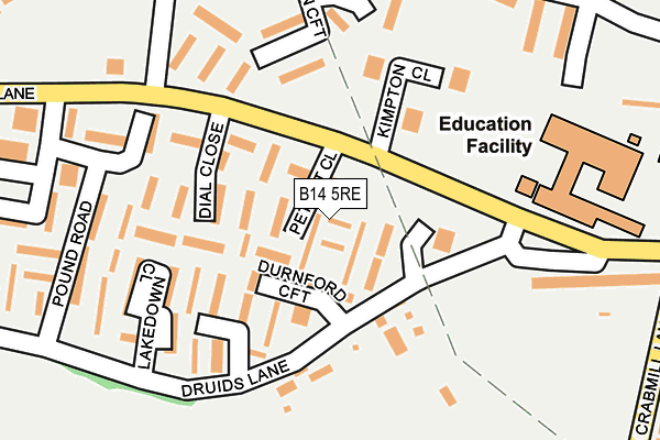 B14 5RE map - OS OpenMap – Local (Ordnance Survey)