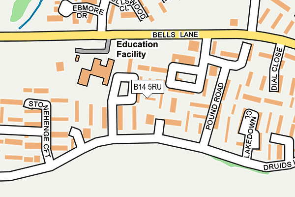 B14 5RU map - OS OpenMap – Local (Ordnance Survey)