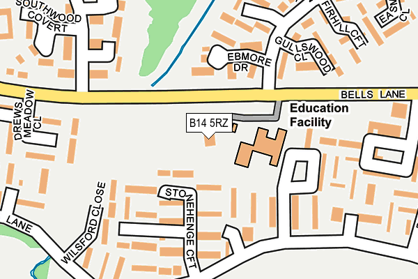 B14 5RZ map - OS OpenMap – Local (Ordnance Survey)