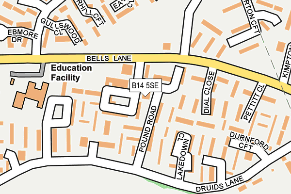 B14 5SE map - OS OpenMap – Local (Ordnance Survey)