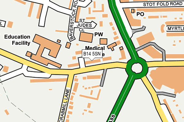 B14 5SN map - OS OpenMap – Local (Ordnance Survey)