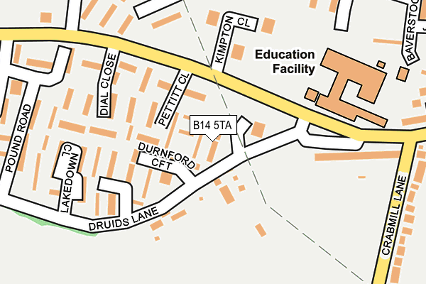 B14 5TA map - OS OpenMap – Local (Ordnance Survey)