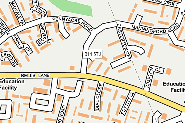 B14 5TJ map - OS OpenMap – Local (Ordnance Survey)