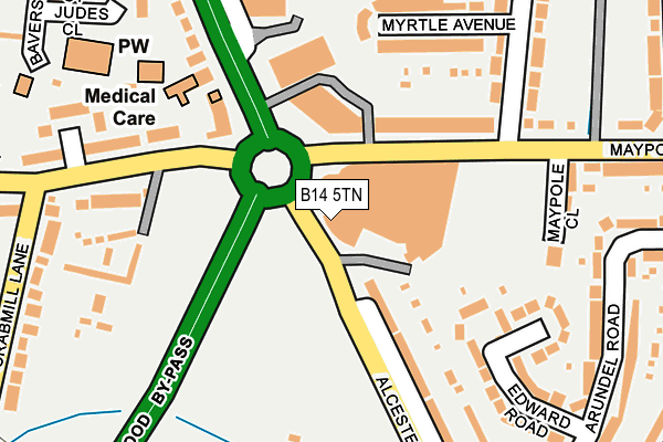 B14 5TN map - OS OpenMap – Local (Ordnance Survey)