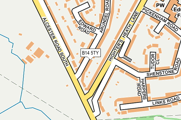 B14 5TY map - OS OpenMap – Local (Ordnance Survey)