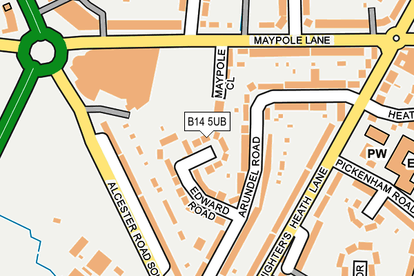 B14 5UB map - OS OpenMap – Local (Ordnance Survey)