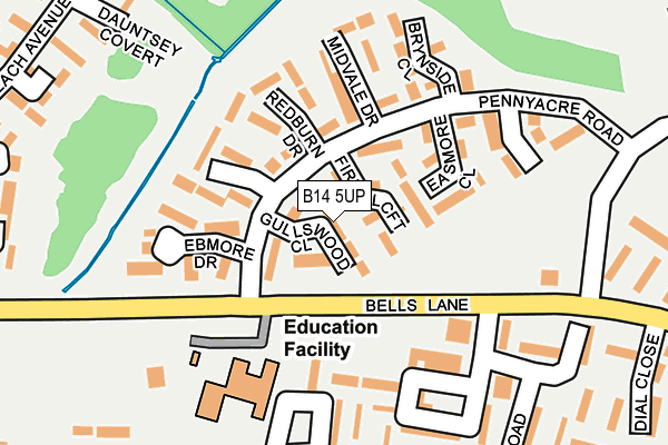 B14 5UP map - OS OpenMap – Local (Ordnance Survey)