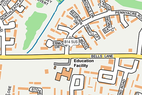 B14 5US map - OS OpenMap – Local (Ordnance Survey)