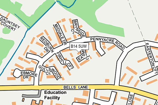 B14 5UW map - OS OpenMap – Local (Ordnance Survey)