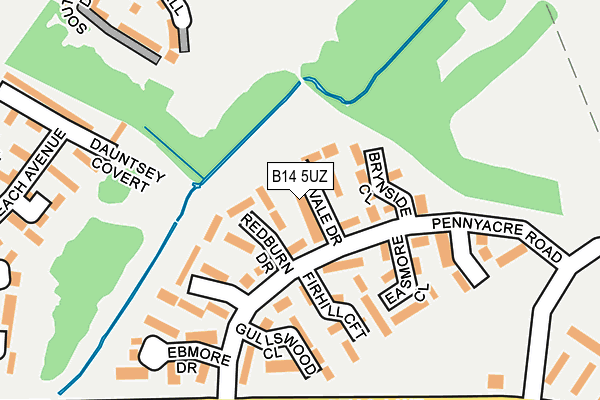 B14 5UZ map - OS OpenMap – Local (Ordnance Survey)