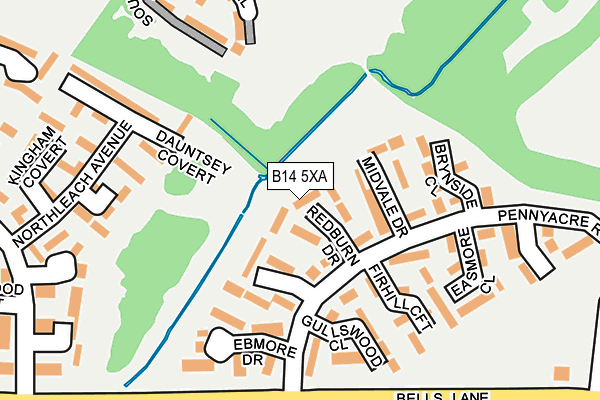 B14 5XA map - OS OpenMap – Local (Ordnance Survey)