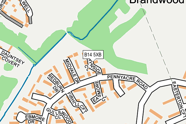 B14 5XB map - OS OpenMap – Local (Ordnance Survey)