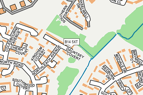 B14 5XT map - OS OpenMap – Local (Ordnance Survey)