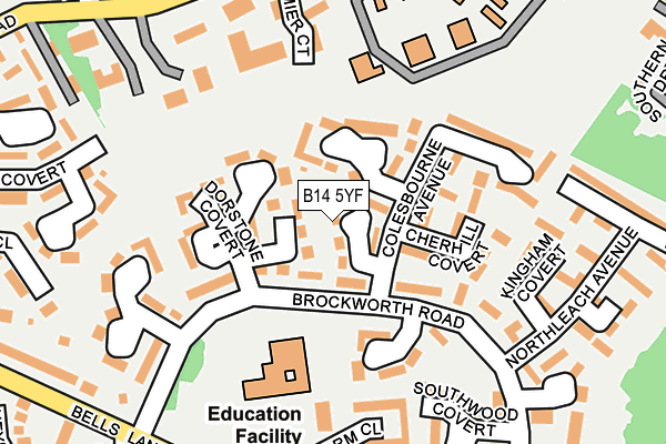 B14 5YF map - OS OpenMap – Local (Ordnance Survey)