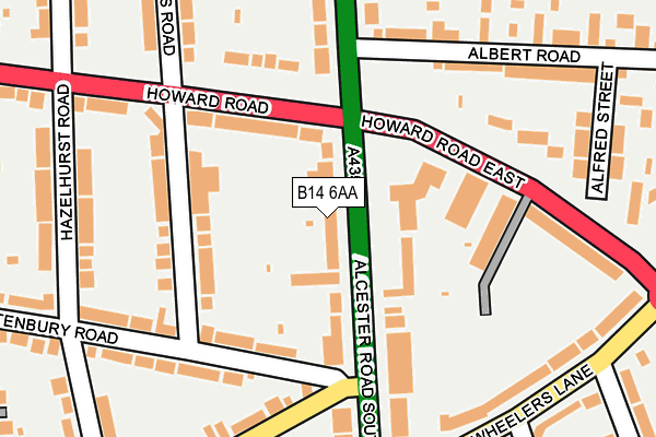 B14 6AA map - OS OpenMap – Local (Ordnance Survey)