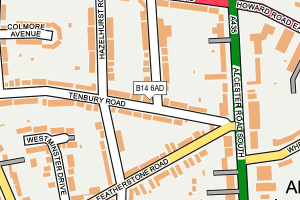 B14 6AD map - OS OpenMap – Local (Ordnance Survey)