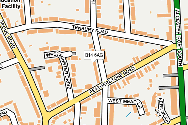 B14 6AG map - OS OpenMap – Local (Ordnance Survey)