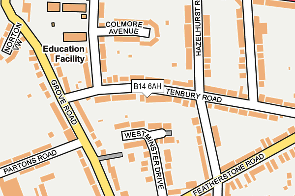 B14 6AH map - OS OpenMap – Local (Ordnance Survey)