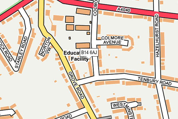 B14 6AJ map - OS OpenMap – Local (Ordnance Survey)