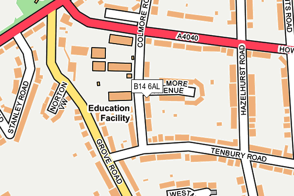 B14 6AL map - OS OpenMap – Local (Ordnance Survey)