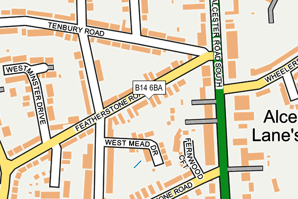 B14 6BA map - OS OpenMap – Local (Ordnance Survey)
