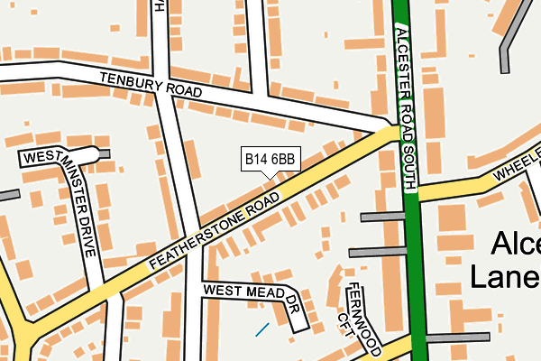 B14 6BB map - OS OpenMap – Local (Ordnance Survey)