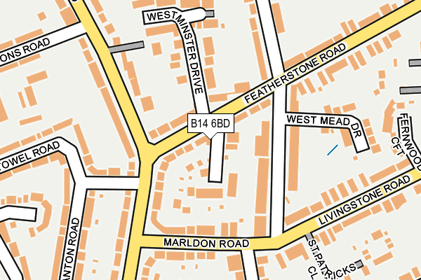 B14 6BD map - OS OpenMap – Local (Ordnance Survey)