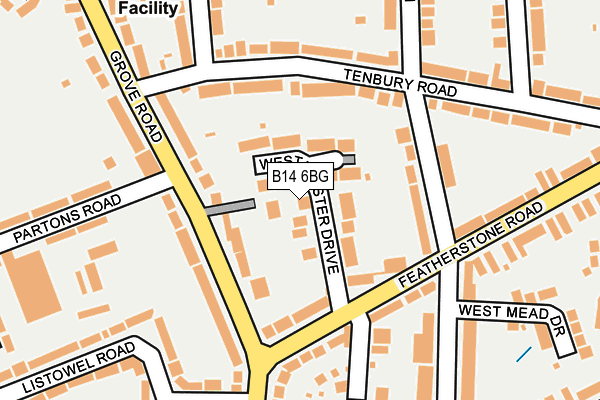 B14 6BG map - OS OpenMap – Local (Ordnance Survey)
