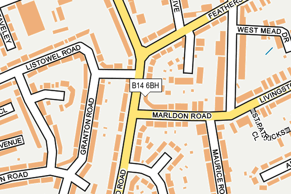 B14 6BH map - OS OpenMap – Local (Ordnance Survey)