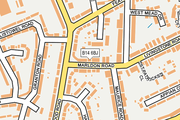 B14 6BJ map - OS OpenMap – Local (Ordnance Survey)